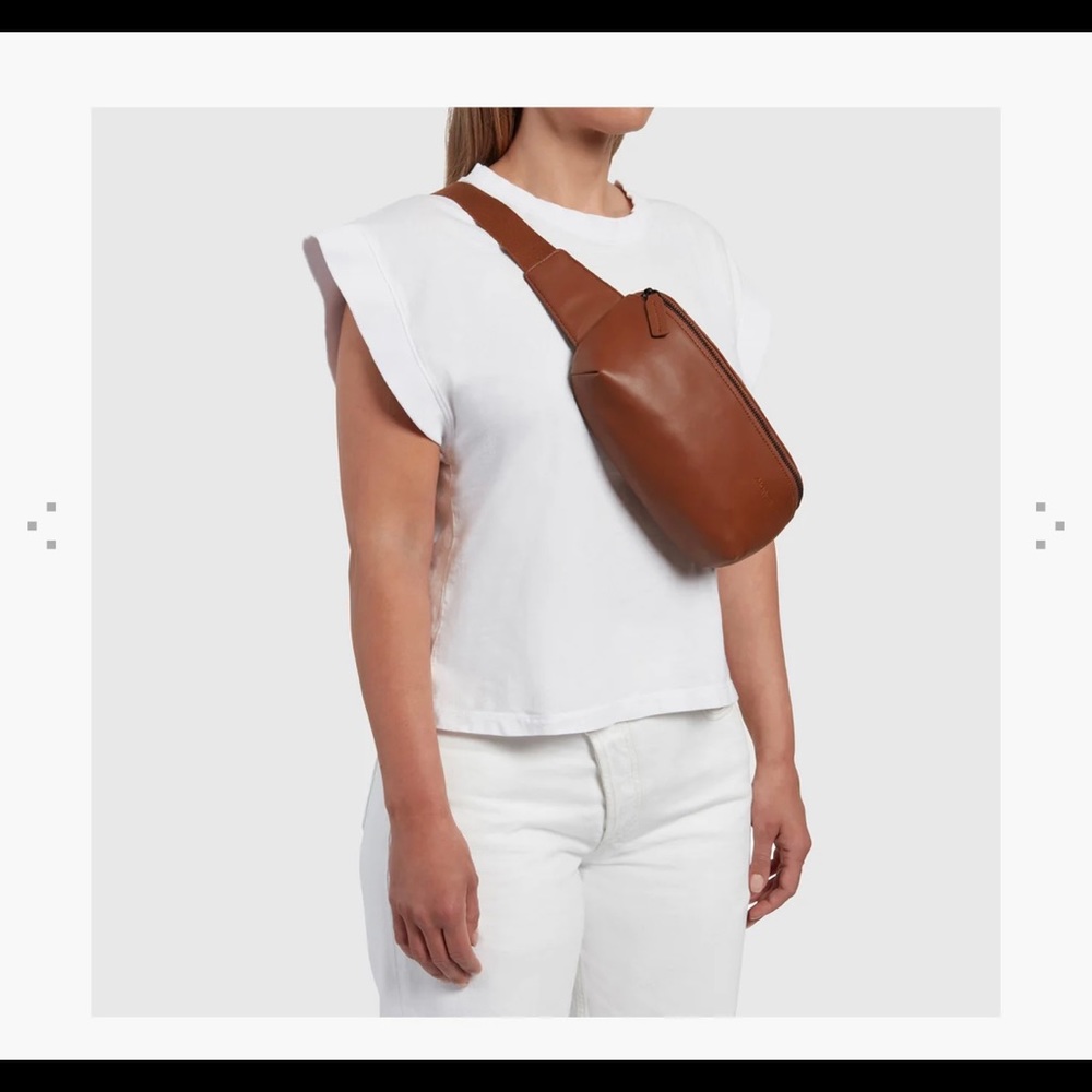 Sleek Brown Leather Crossbody Sling Bag